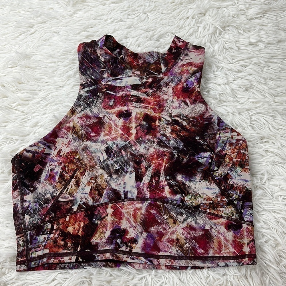 Lululemon Everlux and Mesh Cropped Tank Urbantricity Multi / Dark Terracotta